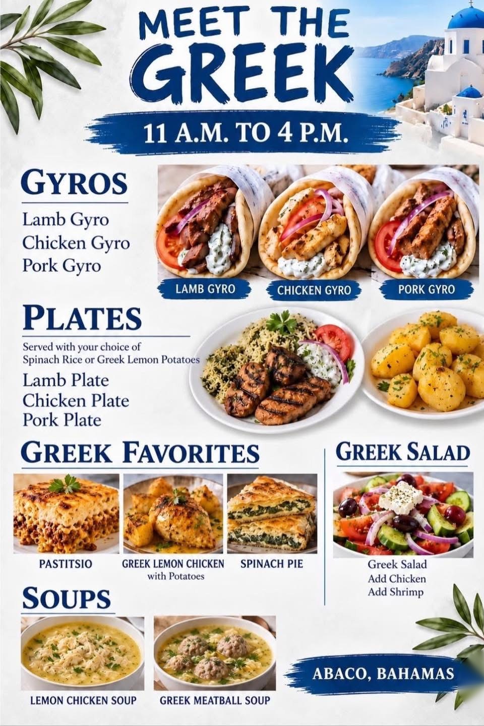 Meet the Greek Lunch menu